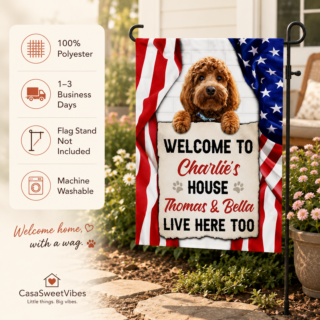 SweetVibes - Personalized Patriotic Paws Welcome
